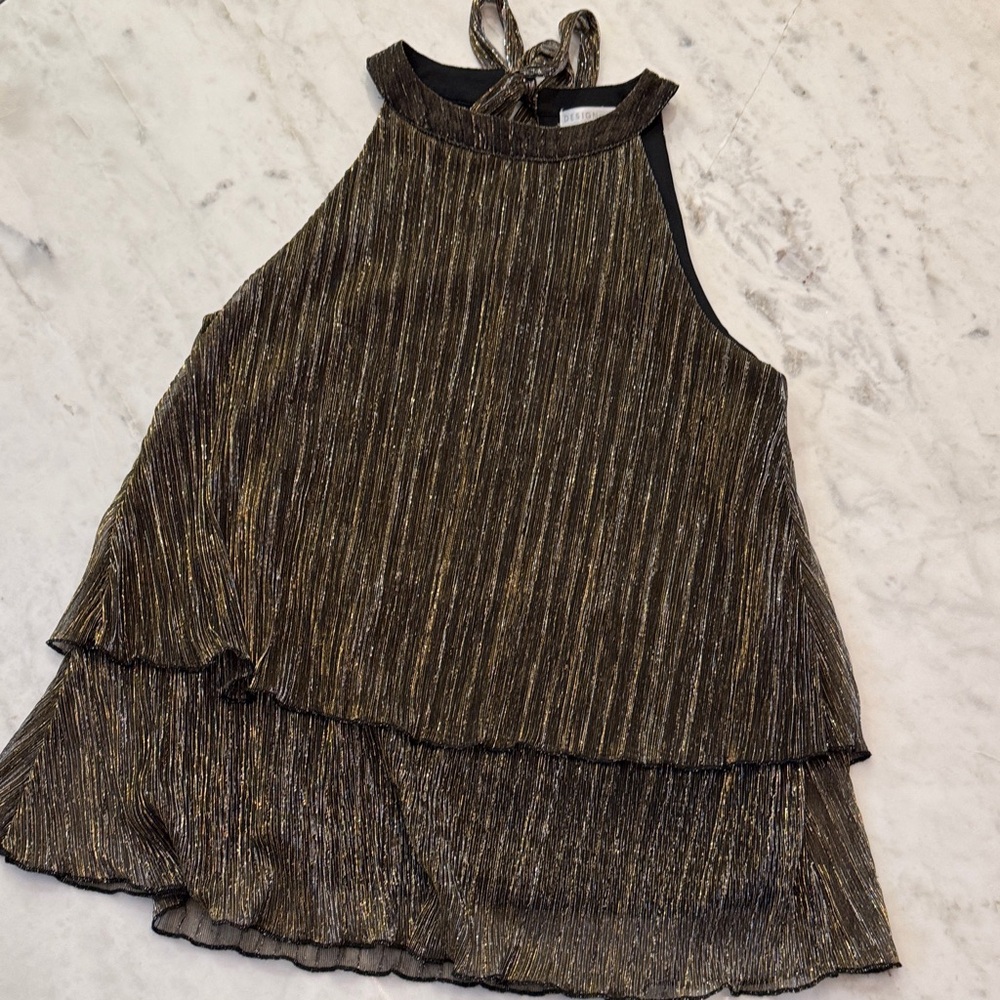 Design History Black and Gold Halter Blouse